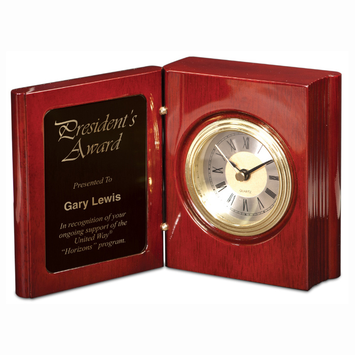 Rosewood Finish Piano Book Clock