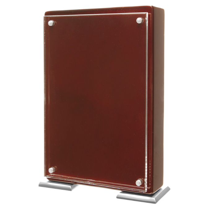 Rosewood Finish High Gloss Floating Acrylic Standup Plaque