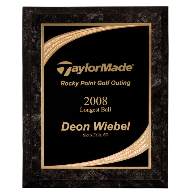 Black Marble Finish Plaque with Black Majestic Plate 